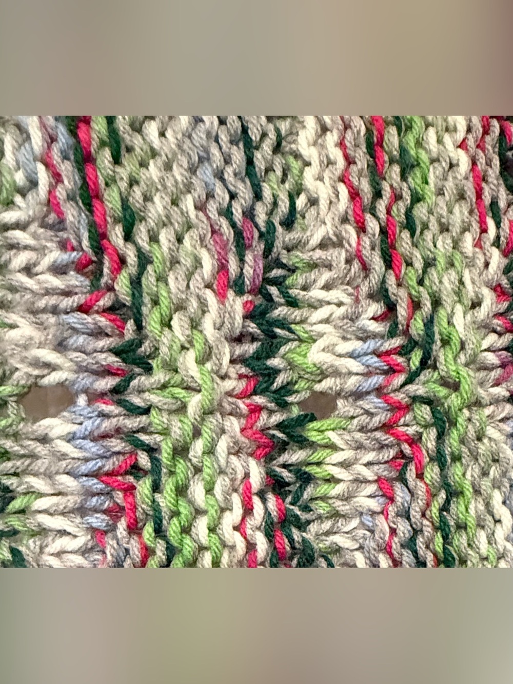 Multi-color striped handmade Crochet vintage blanket green pink blue cream hues - Picture 6 of 7